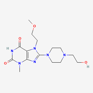 molecular formula C15H24N6O4 B2520583 8-(4-(2-hydroxyethyl)piperazin-1-yl)-7-(2-methoxyethyl)-3-methyl-1H-purine-2,6(3H,7H)-dione CAS No. 377063-61-1