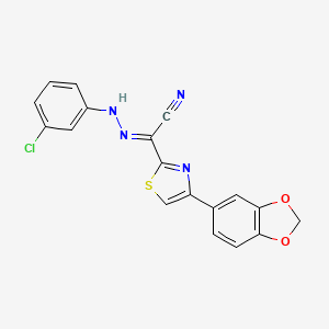 (2E)-4-(1,3-benzodioxol-5-yl)-N-(3-chloroanilino)-1,3-thiazole-2-carboximidoyl cyanide