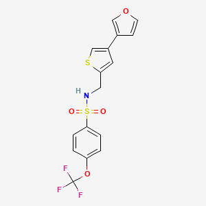 molecular formula C16H12F3NO4S2 B2520607 N-{[4-(furan-3-yl)thiophen-2-yl]methyl}-4-(trifluoromethoxy)benzene-1-sulfonamide CAS No. 2380061-49-2