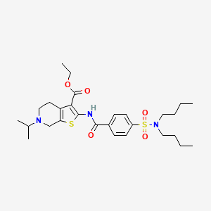 molecular formula C28H41N3O5S2 B2520628 ethyl 2-(4-(N,N-dibutylsulfamoyl)benzamido)-6-isopropyl-4,5,6,7-tetrahydrothieno[2,3-c]pyridine-3-carboxylate CAS No. 449768-15-4