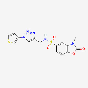 3-methyl-2-oxo-N-((1-(thiophen-3-yl)-1H-1,2,3-triazol-4-yl)methyl)-2,3-dihydrobenzo[d]oxazole-5-sulfonamide