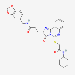 N-[(2H-1,3-benzodioxol-5-yl)methyl]-3-(5-{[(cyclohexylcarbamoyl)methyl]sulfanyl}-3-oxo-2H,3H-imidazo[1,2-c]quinazolin-2-yl)propanamide