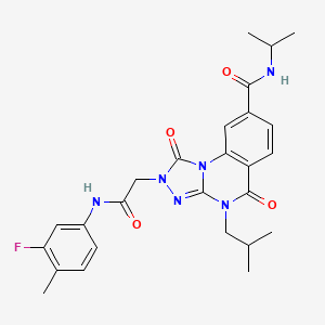 2-(2-((3-fluoro-4-methylphenyl)amino)-2-oxoethyl)-4-isobutyl-N-isopropyl-1,5-dioxo-1,2,4,5-tetrahydro-[1,2,4]triazolo[4,3-a]quinazoline-8-carboxamide