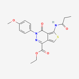B2520684 Ethyl 3-(4-methoxyphenyl)-4-oxo-5-(propanoylamino)thieno[3,4-d]pyridazine-1-carboxylate CAS No. 851951-50-3