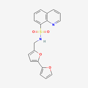 molecular formula C18H14N2O4S B2520694 N-([2,2'-联呋喃]-5-基甲基)喹啉-8-磺酰胺 CAS No. 2034251-32-4