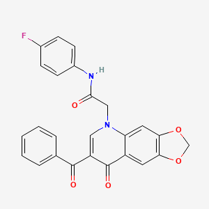 molecular formula C25H17FN2O5 B2520695 2-{7-benzoyl-8-oxo-2H,5H,8H-[1,3]dioxolo[4,5-g]quinolin-5-yl}-N-(4-fluorophenyl)acetamide CAS No. 866588-69-4