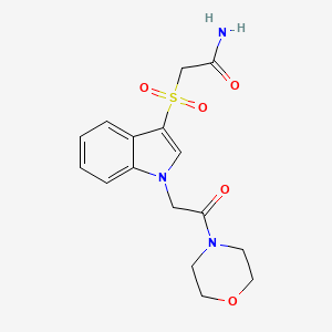 molecular formula C16H19N3O5S B2520700 2-((1-(2-吗啉-2-氧乙基)-1H-吲哚-3-基)磺酰基)乙酰胺 CAS No. 878058-77-6