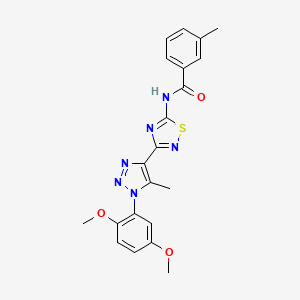 molecular formula C21H20N6O3S B2520714 N-{3-[1-(2,5-dimethoxyphenyl)-5-methyl-1H-1,2,3-triazol-4-yl]-1,2,4-thiadiazol-5-yl}-3-methylbenzamide CAS No. 895119-65-0