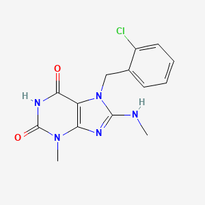 molecular formula C14H14ClN5O2 B2520717 7-[(2-Chlorophenyl)methyl]-3-methyl-8-(methylamino)purine-2,6-dione CAS No. 303973-73-1