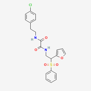 molecular formula C22H21ClN2O5S B2520722 N1-(4-chlorophenethyl)-N2-(2-(furan-2-yl)-2-(phenylsulfonyl)ethyl)oxalamide CAS No. 896314-86-6