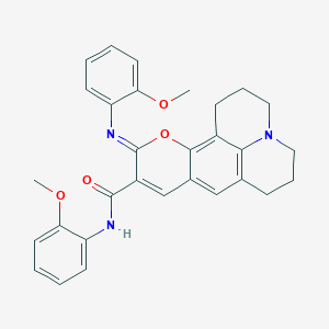 molecular formula C30H29N3O4 B2520738 (4Z)-N-(2-甲氧苯基)-4-[(2-甲氧苯基)亚氨基]-3-氧杂-13-氮杂四环[7.7.1.0^{2,7}.0^{13,17}]十七烷-1,5,7,9(17)-四烯-5-甲酰胺 CAS No. 901877-46-1