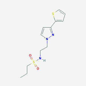 molecular formula C12H17N3O2S2 B2520741 N-(2-(3-(噻吩-2-基)-1H-吡唑-1-基)乙基)丙烷-1-磺酰胺 CAS No. 1797225-15-0