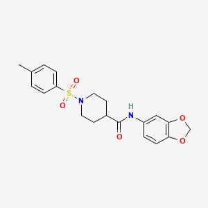 molecular formula C20H22N2O5S B2520756 N-(1,3-benzodioxol-5-yl)-1-[(4-methylphenyl)sulfonyl]piperidine-4-carboxamide CAS No. 433696-03-8