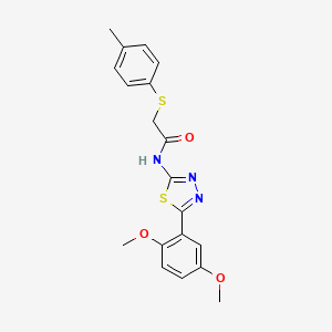 molecular formula C19H19N3O3S2 B2520775 N-(5-(2,5-二甲氧基苯基)-1,3,4-噻二唑-2-基)-2-(对甲苯基硫基)乙酰胺 CAS No. 394232-20-3