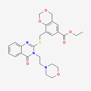 molecular formula C26H29N3O6S B2520781 ethyl 8-[[3-(2-morpholin-4-ylethyl)-4-oxoquinazolin-2-yl]sulfanylmethyl]-4H-1,3-benzodioxine-6-carboxylate CAS No. 443349-03-9