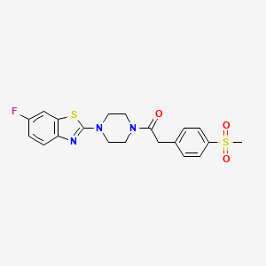 molecular formula C20H20FN3O3S2 B2520792 1-(4-(6-Fluorobenzo[d]thiazol-2-yl)piperazin-1-yl)-2-(4-(methylsulfonyl)phenyl)ethanone CAS No. 941883-94-9