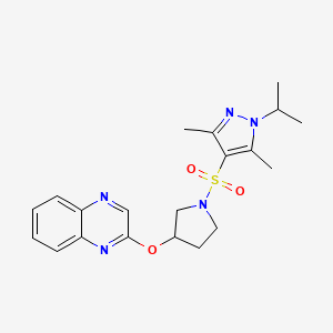 molecular formula C20H25N5O3S B2520794 2-[(1-{[3,5-dimethyl-1-(propan-2-yl)-1H-pyrazol-4-yl]sulfonyl}pyrrolidin-3-yl)oxy]quinoxaline CAS No. 2097916-96-4