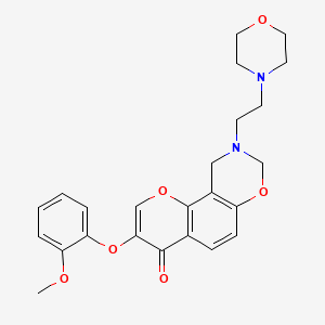 molecular formula C24H26N2O6 B2520801 3-(2-methoxyphenoxy)-9-(2-morpholinoethyl)-9,10-dihydrochromeno[8,7-e][1,3]oxazin-4(8H)-one CAS No. 946236-47-1