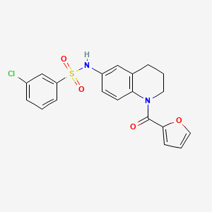 molecular formula C20H17ClN2O4S B2520826 3-氯-N-[1-(呋喃-2-羰基)-3,4-二氢-2H-喹啉-6-基]苯磺酰胺 CAS No. 946380-27-4