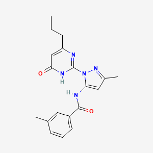 molecular formula C19H21N5O2 B2520852 3-methyl-N-(3-methyl-1-(6-oxo-4-propyl-1,6-dihydropyrimidin-2-yl)-1H-pyrazol-5-yl)benzamide CAS No. 1004254-14-1