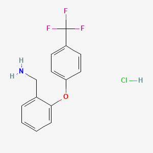 molecular formula C14H13ClF3NO B2520860 2-[4-(トリフルオロメチル)フェノキシ]ベンジルアミン塩酸塩 CAS No. 1189940-77-9