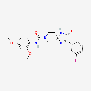 molecular formula C22H23FN4O4 B2520866 N-(2,4-dimethoxyphenyl)-2-(3-fluorophenyl)-3-oxo-1,4,8-triazaspiro[4.5]dec-1-ene-8-carboxamide CAS No. 1189896-98-7