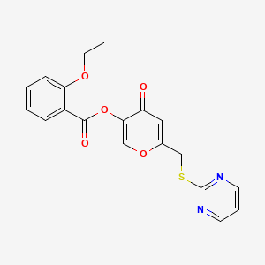 [4-Oxo-6-(pyrimidin-2-ylsulfanylmethyl)pyran-3-yl] 2-ethoxybenzoate