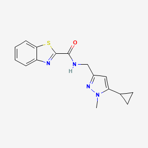 molecular formula C16H16N4OS B2520903 N-((5-cyclopropyl-1-methyl-1H-pyrazol-3-yl)methyl)benzo[d]thiazole-2-carboxamide CAS No. 1448078-75-8