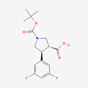 molecular formula C16H19F2NO4 B2520908 (3R,4S)-4-(3,5-difluorophenyl)-1-[(2-methylpropan-2-yl)oxycarbonyl]pyrrolidine-3-carboxylic acid CAS No. 2227870-75-7