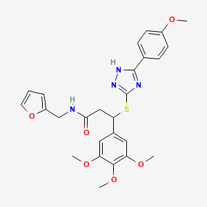 molecular formula C26H28N4O6S B2520916 N-(furan-2-ylmethyl)-3-{[5-(4-methoxyphenyl)-4H-1,2,4-triazol-3-yl]sulfanyl}-3-(3,4,5-trimethoxyphenyl)propanamide CAS No. 868213-50-7