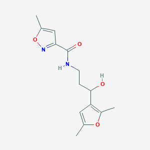 molecular formula C14H18N2O4 B2520918 N-(3-(2,5-dimethylfuran-3-yl)-3-hydroxypropyl)-5-methylisoxazole-3-carboxamide CAS No. 1421484-81-2