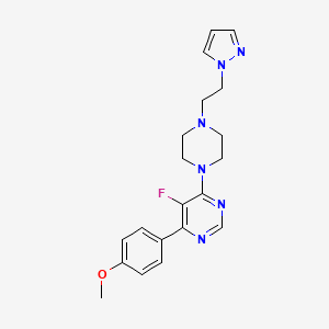 molecular formula C20H23FN6O B2520919 5-Fluoro-4-(4-methoxyphenyl)-6-[4-(2-pyrazol-1-ylethyl)piperazin-1-yl]pyrimidine CAS No. 2380081-39-8