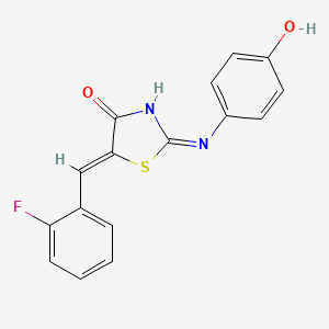 molecular formula C16H11FN2O2S B2520932 (2Z,5Z)-5-(2-fluorobenzylidene)-2-((4-hydroxyphenyl)imino)thiazolidin-4-one CAS No. 461673-89-2