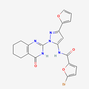 5-bromo-N-(3-(furan-2-yl)-1-(4-oxo-3,4,5,6,7,8-hexahydroquinazolin-2-yl)-1H-pyrazol-5-yl)furan-2-carboxamide