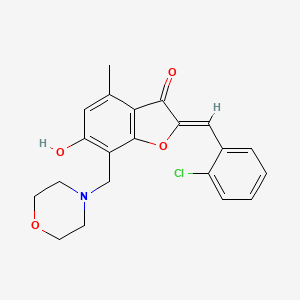 molecular formula C21H20ClNO4 B2520974 （Z）-2-(2-氯苄叉亚甲基)-6-羟基-4-甲基-7-(吗啉甲基)苯并呋喃-3(2H)-酮 CAS No. 903849-95-6