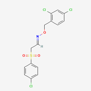 molecular formula C15H12Cl3NO3S B2520989 2-[(4-chlorophenyl)sulfonyl]acetaldehyde O-(2,4-dichlorobenzyl)oxime CAS No. 338395-18-9