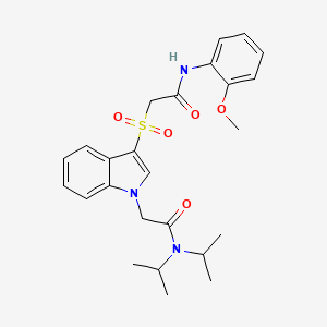 N,N-diisopropyl-2-(3-((2-((2-methoxyphenyl)amino)-2-oxoethyl)sulfonyl)-1H-indol-1-yl)acetamide