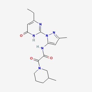 N-(1-(4-ethyl-6-oxo-1,6-dihydropyrimidin-2-yl)-3-methyl-1H-pyrazol-5-yl)-2-(3-methylpiperidin-1-yl)-2-oxoacetamide