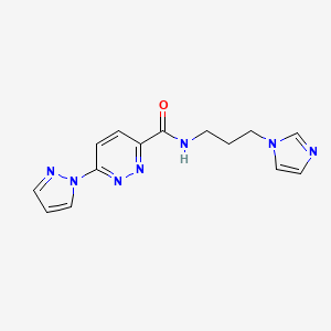 molecular formula C14H15N7O B2521011 N-(3-(1H-imidazol-1-yl)propyl)-6-(1H-pyrazol-1-yl)pyridazine-3-carboxamide CAS No. 1351610-19-9
