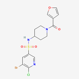 molecular formula C15H15BrClN3O4S B2521034 5-bromo-6-chloro-N-[1-(furan-3-carbonyl)piperidin-4-yl]pyridine-3-sulfonamide CAS No. 2094874-01-6