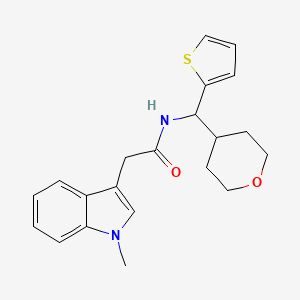 molecular formula C21H24N2O2S B2521038 2-(1-甲基-1H-吲哚-3-基)-N-[(氧杂环-4-基)(噻吩-2-基)甲基]乙酰胺 CAS No. 2097901-92-1