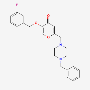 molecular formula C24H25FN2O3 B2521059 2-[(4-Benzylpiperazin-1-yl)methyl]-5-[(3-fluorophenyl)methoxy]pyran-4-one CAS No. 898465-34-4