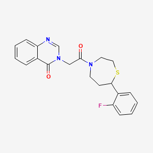 molecular formula C21H20FN3O2S B2521079 3-(2-(7-(2-fluorophenyl)-1,4-thiazepan-4-yl)-2-oxoethyl)quinazolin-4(3H)-one CAS No. 1706091-35-1