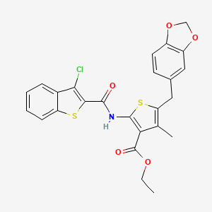 Ethyl 5-(benzo[d][1,3]dioxol-5-ylmethyl)-2-(3-chlorobenzo[b]thiophene-2-carboxamido)-4-methylthiophene-3-carboxylate