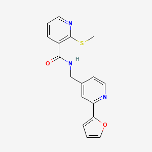 N-((2-(furan-2-yl)pyridin-4-yl)methyl)-2-(methylthio)nicotinamide