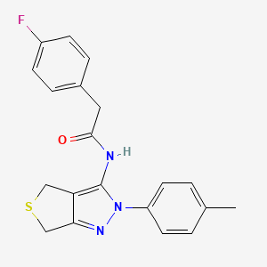2-(4-fluorophenyl)-N-[2-(4-methylphenyl)-4,6-dihydrothieno[3,4-c]pyrazol-3-yl]acetamide