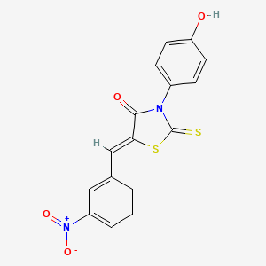 molecular formula C16H10N2O4S2 B2521106 (Z)-3-(4-hydroxyphenyl)-5-(3-nitrobenzylidene)-2-thioxothiazolidin-4-one CAS No. 21346-27-0