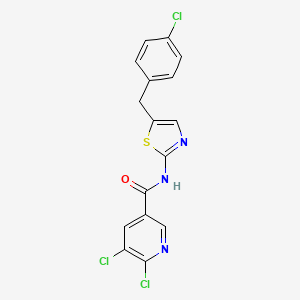 molecular formula C16H10Cl3N3OS B2521125 5,6-dichloro-N-[5-[(4-chlorophenyl)methyl]-1,3-thiazol-2-yl]pyridine-3-carboxamide CAS No. 930969-83-8
