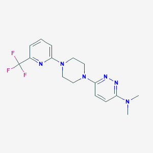 molecular formula C16H19F3N6 B2521132 N,N-Dimethyl-6-[4-[6-(trifluoromethyl)pyridin-2-yl]piperazin-1-yl]pyridazin-3-amine CAS No. 2415503-69-2