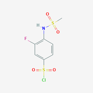 molecular formula C7H7ClFNO4S2 B2521140 3-氟-4-甲磺酰氨基苯基-1-磺酰氯 CAS No. 1016704-20-3